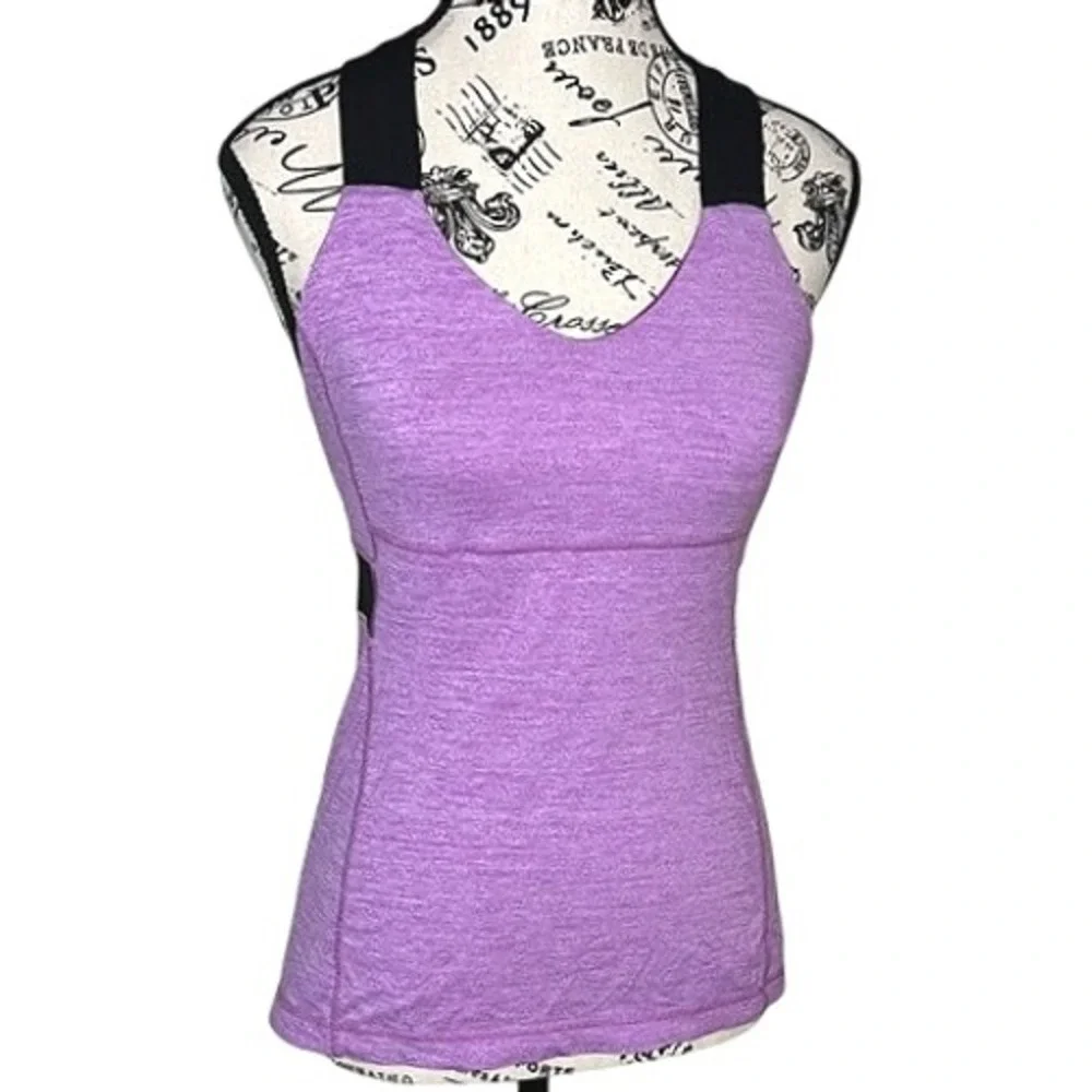 Lululemon Push Your Limits Tank Heathered Ultra Violet/Black Size‎ 6 EUC